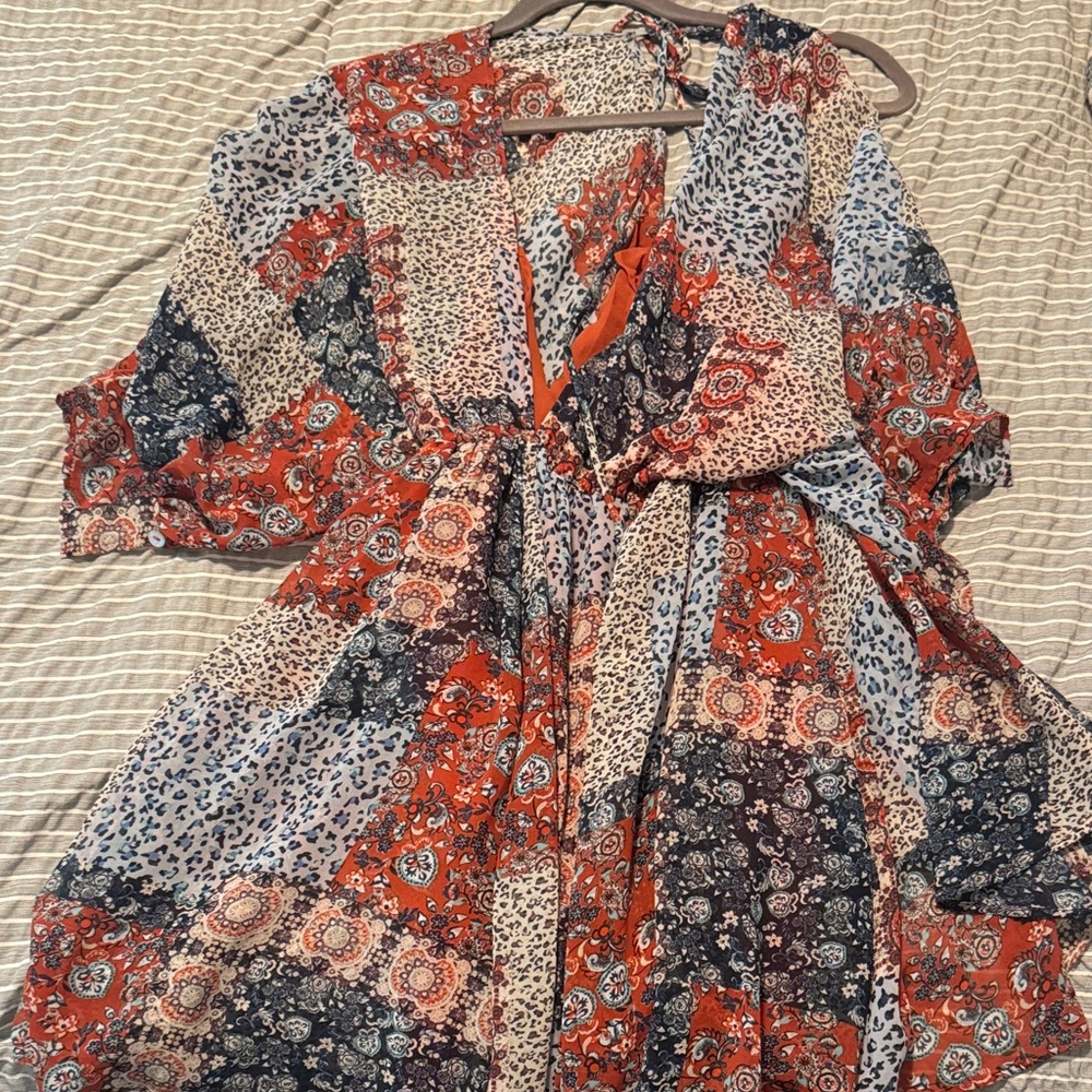 Olivaceous Multicolor Patchwork Dress